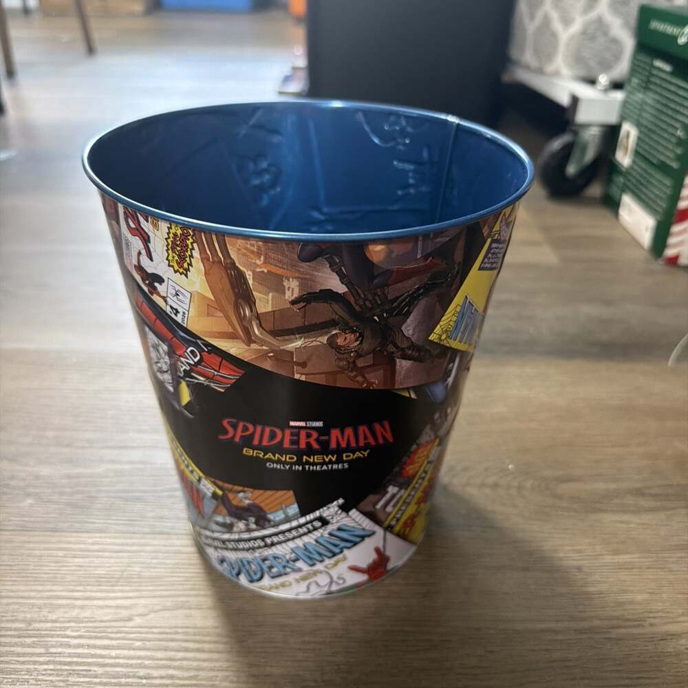 Spiderman brand new day 130 oz tin bucket Cinemark merchandise